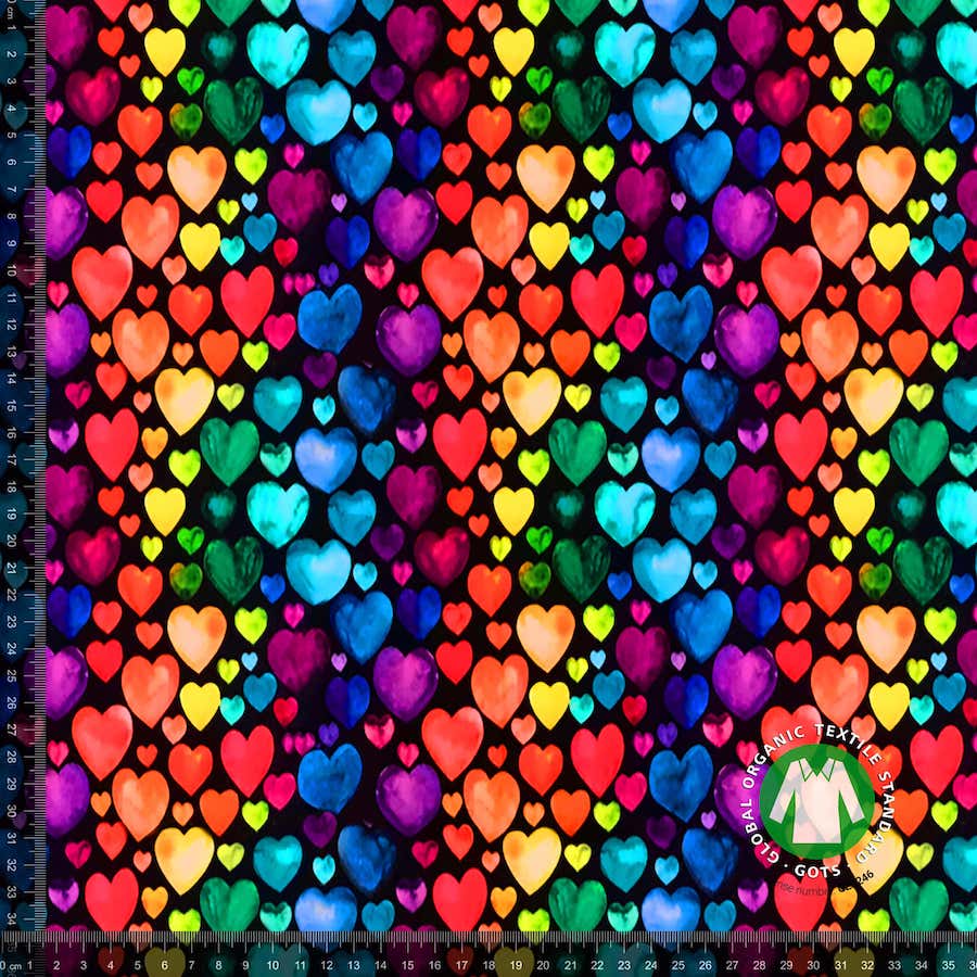 Jersey print med Rainbow Hearts